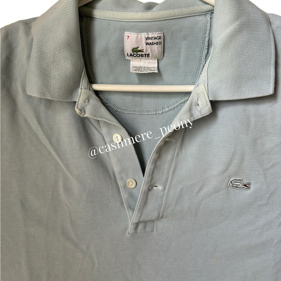 Lacoste Light Blue Vintage Washed Polo Shirt Size 7 or XXL - Picture 4 of 7
